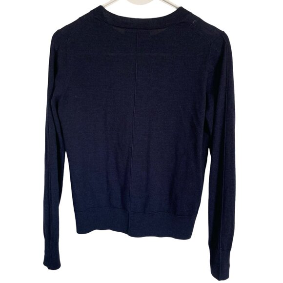 Banana Republic women's size XS dark blue stretchy wool button down sweater - Picture 6 of 7